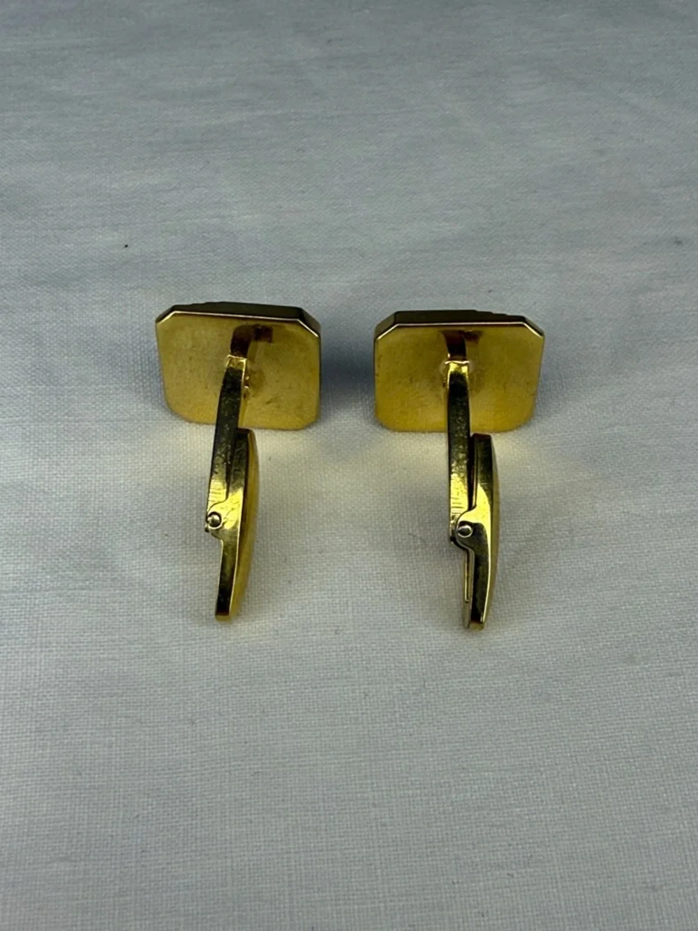 Saint Laurent YSL Gold Tone Logo Square Cufflinks 1 Inch